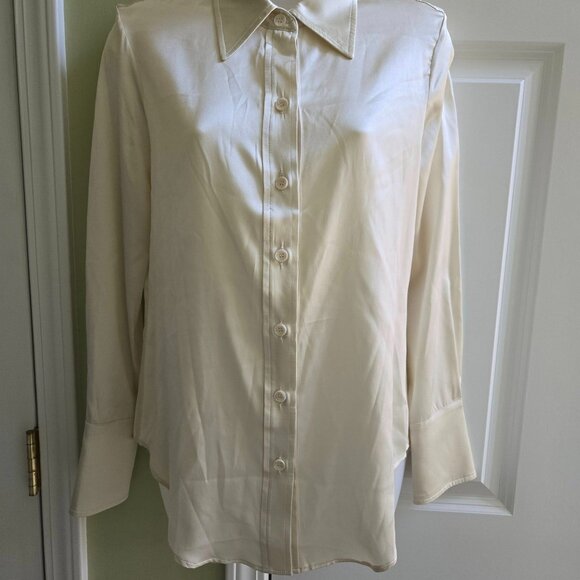 SABLYN Vincent B Slim Fit Button Down Top in Gardenia Size XS - Picture 6 of 14